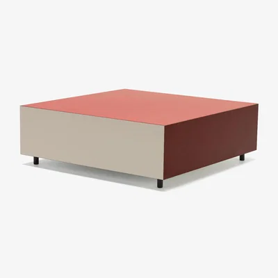Made in Design Bloc Medium Coffee table wood red / 1 Drawer - 85 x 85 cm - Established & Sons
