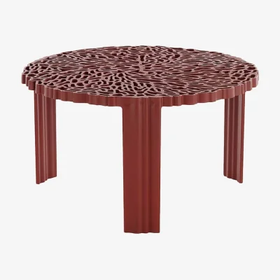 Made in Design T-Table Basso Coffee table plastic material red / Ø 50 x H 28 cm - Kartell