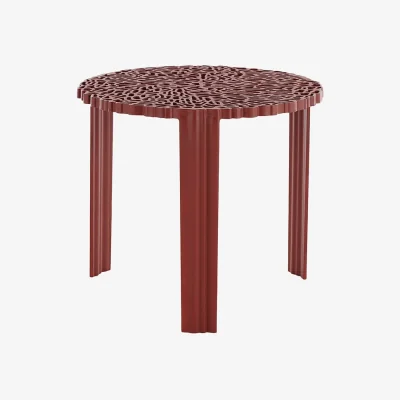 Made in Design T-Table Alto Coffee table plastic material red / Ø 50 x H 44 cm - Kartell