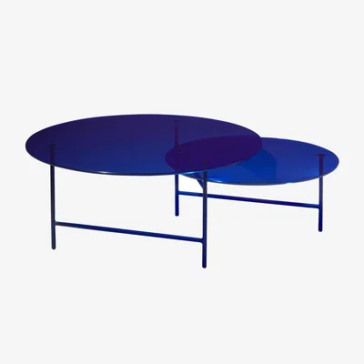 Made in Design Zorro Coffee table glass blue / 2 Glass trays - 104 x 80 x H 35.5 cm - La Chance