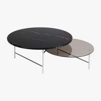 Made in Design Zorro Coffee table - 2 tops - Marble & glass by La Chance Grey/Black