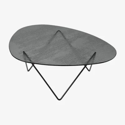 Made in Design Pedrera Coffee table glass grey textured / 106 x 86 cm - Reissued 1955 - Gubi