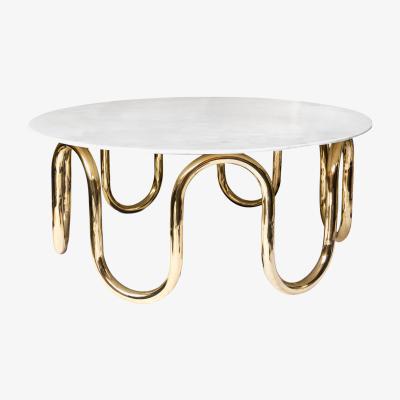 Made in Design Scalinatella Cocktail Coffee table - / Marble and brass - Ø 100 cm by Jonathan Adler White/Gold/Metal