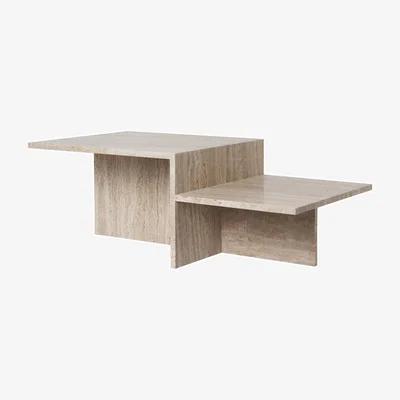 Made in Design Distinct Coffee table stone beige / Travertine - 100 x 55 x H 35 cm - Ferm Living