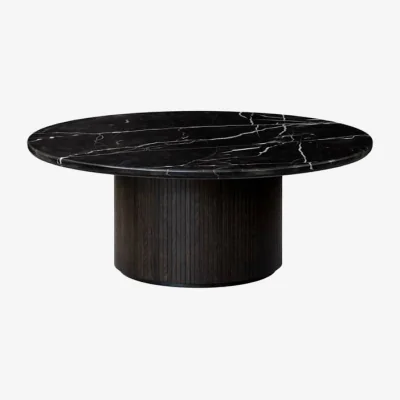 Made in Design Moon Coffee table stone black / Marble - Ø 120 cm - Gubi