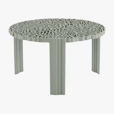 Made in Design T-Table Basso Coffee table plastic material green / Ø 50 x H 28 cm - Kartell