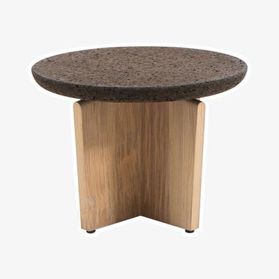 Made in Design Cross Coffee table cork brown natural wood cork & wood / Ø 60 x H 43 cm - Ethimo