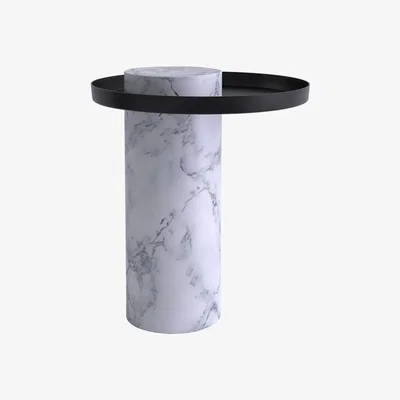 Made in Design Salute End table stone white / Ø 40 x H 44.5 cm - Marble & Metal - La Chance