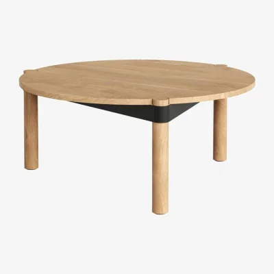 Made in Design Disc Coffee table natural wood / Ø 80 cm - Solid oak - TIPTOE