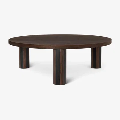 Made in Design Post Large Coffee table - / Ø 100 x H 33 cm -  Hand-made marquetry by Ferm Living Brown/Natural wood