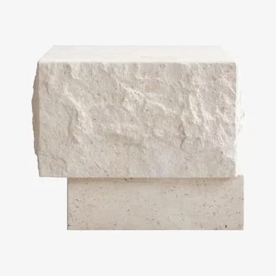 Made in Design Table d'appoint Temple Low pierre blanc / 40 x 42 x H 35 cm - Calcaire - 101 COPENHAGEN