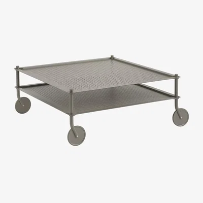 Made in Design Flow Coffee table metal beige / 95 x 95 x H 45 cm - Casters - Muuto