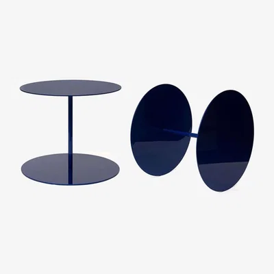 Made in Design Gong Lux Coffee table - / Giulio Cappellini, 2004 - Ø 50 x H 42 cm / Metal by Cappellini Blue