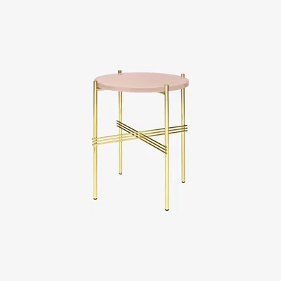 Made in Design TS Coffee table - Gamfratesi / Ø 40 cm x H 51 cm - Glass by Gubi Pink/Gold/Metal