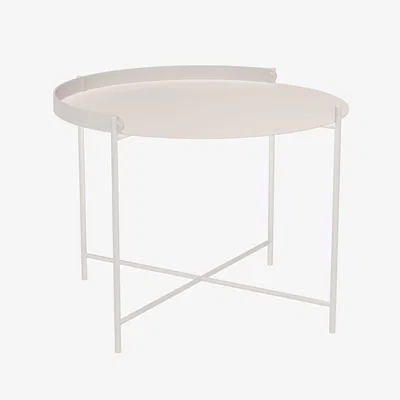 Made in Design Edge Coffee table metal white / Folding handle -Ø 62 x H 46 cm - Houe