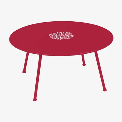 Made in Design Lorette Coffee table - / Ø 80 cm - Perforated metal by Fermob Pink