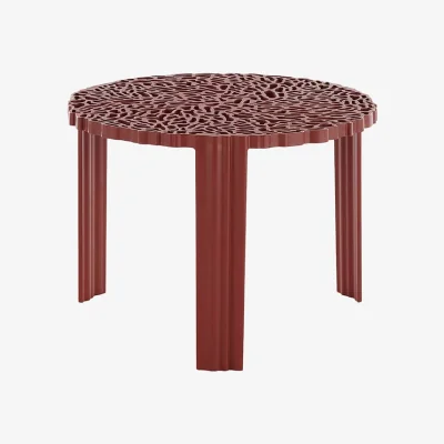 Made in Design T-Table Medio Coffee table plastic material red / Ø 50 x H 36 cm - Kartell