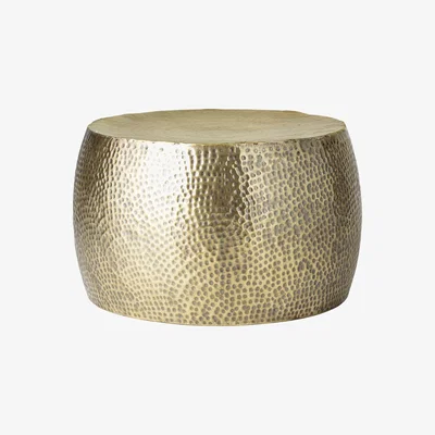 Made in Design Hella Coffee table - / Hammered metal - Ø 50 x H 34 cm by Bloomingville Gold/Metal