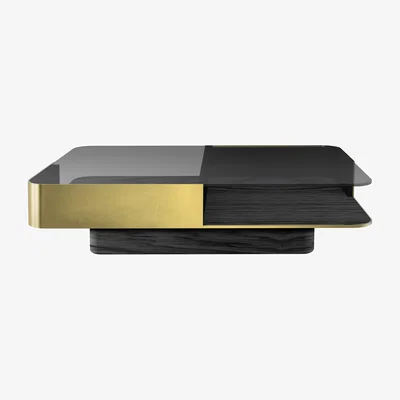 Made in Design Lounge Coffee table glass black gold metal / Glass - 120 x 80 cm - RED Edition