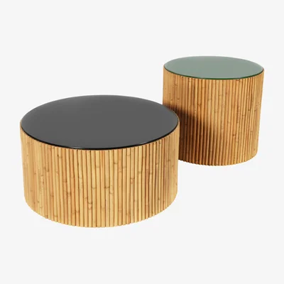Made in Design Riviera Duo Coffee table - / Set of 2 - Ø 60 & Ø 45 cm by Maison Sarah Lavoine Green/Black