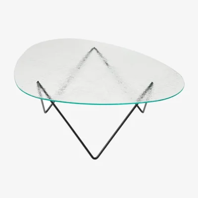 Made in Design Pedrera Coffee table glass transparent textured / 106 x 86 cm - Reissued 1955 - Gubi