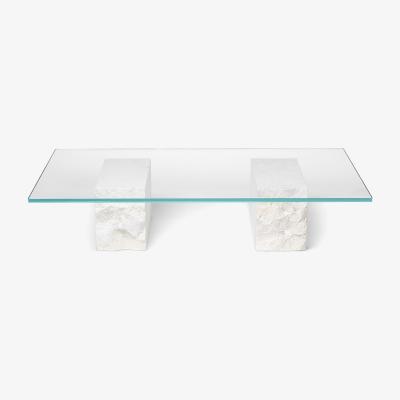 Made in Design Mineral Coffee table - / 120 x 70 cm - Marble & glass by Ferm Living White/Transparent