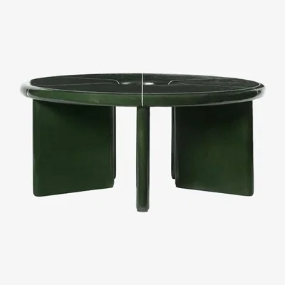 Made in Design Deya Coffee table stone green / Ø 80 x H 32 cm - Enamelled concrete - Ferm Living