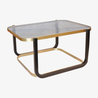 Made in Design Duet Coffee table - / 70 x 55 cm x H 35 cm - Glass by Wiener GTV Design Grey/Black/Gold