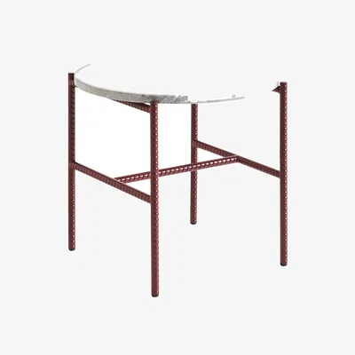 Made in Design Coffee table Rebar stone grey marble & red metal / Ø 45 x H 40.5 cm - Hay
