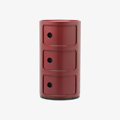Made in Design Componibili Storage plastic material red (1968) / 3 drawers - H 58 cm - Kartell