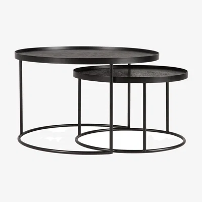 Made in Design Nested tables wood black / Ø 62 x H 38 cm + Ø 49 x H 31 cm - Ethnicraft
