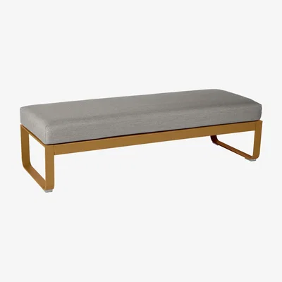 Made in Design Padded bench Bellevie metal textile / Coffee table (removable cushion) - L 148 cm / Grey taupe - Fermob
