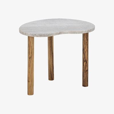 Made in Design Vigdis Coffee table stone beige / Marble & wood - 51 x 38 x H 43 cm - Bloomingville