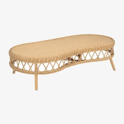 Made in Design Luna Coffee table cane & fibres beige / 130 x 58 x H 34 cm - POPUS EDITIONS