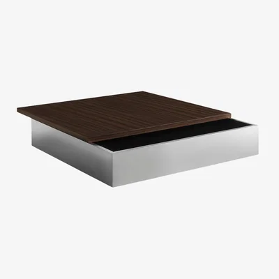 Made in Design Coffee table Stanley Large wood / 85 x 85 x H 20 cm - Sliding Tray - RED Edition