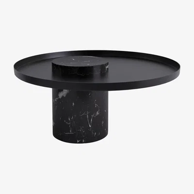 Made in Design Salute Coffee table stone black / Ø 70 x H 31.5 cm - Marble & Metal - La Chance