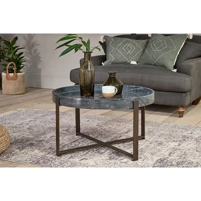Nkuku Nkuku Medela Marble & Iron Coffee Table | Furniture | Charcoal