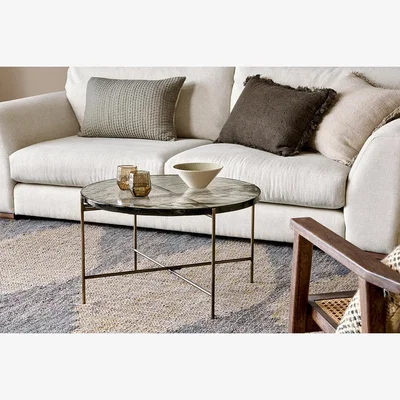 Nkuku Nkuku Aluva Glass Coffee Table | Tables | Antique Brass