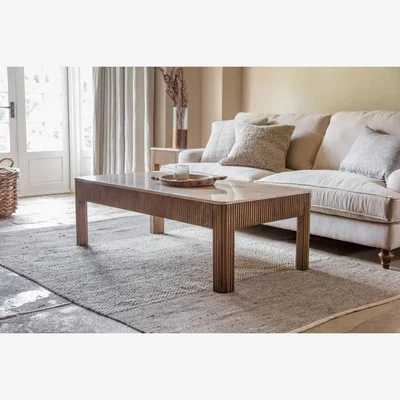 Nkuku nkuku Ira Travertine & Mango Wood Coffee Table | Tables | Natural