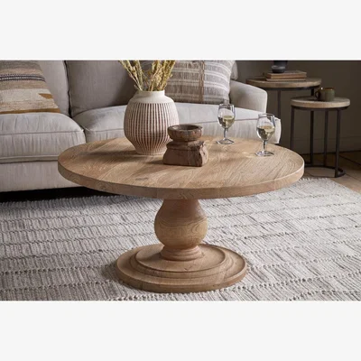 Nkuku nkuku Laya Round Carved Coffee Table | Tables | Natural
