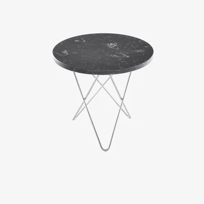 Nordic Nest OX Denmarq Mini O Table coffee table marble marquina. stainless steel stand