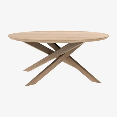 Nordic Nest Ethnicraft Mikado coffee table Ø100 cm Oak wax oil round