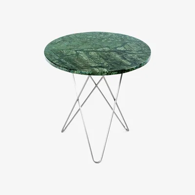 Nordic Nest OX Denmarq Tall Mini O Table coffee table marble green. stainless steel