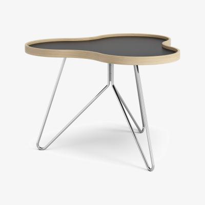 Nordic Nest Swedese Flower table 62x66 cm 45 cm Black-oak edge-chrome base