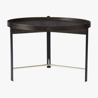 Nordic Nest Warm Nordic Compose coffee table Ø70 cm with brass base Smoked oak