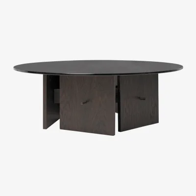 Nordic Nest Ferm Living Aukko coffee table Dark stained oak glass Ø90x32 cm