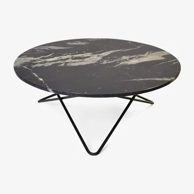 Nordic Nest OX Denmarq Large O Table coffee table marble marquina matt. blacklack stand