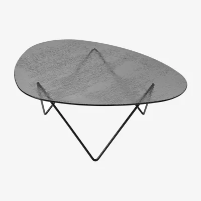 Nordic Nest GUBI Pedrera sofa table Black semi-matte–structure glass smoke