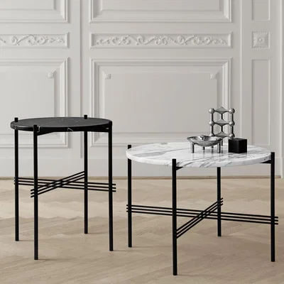 Nordic Nest Gubi TS Round coffee table Brown emperador marble ø55 brass stand