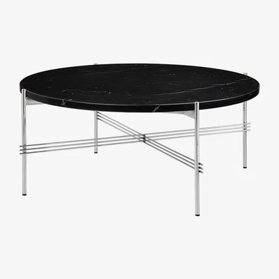 Nordic Nest Gubi TS coffee table polished steel Ø80 Black marquina marble